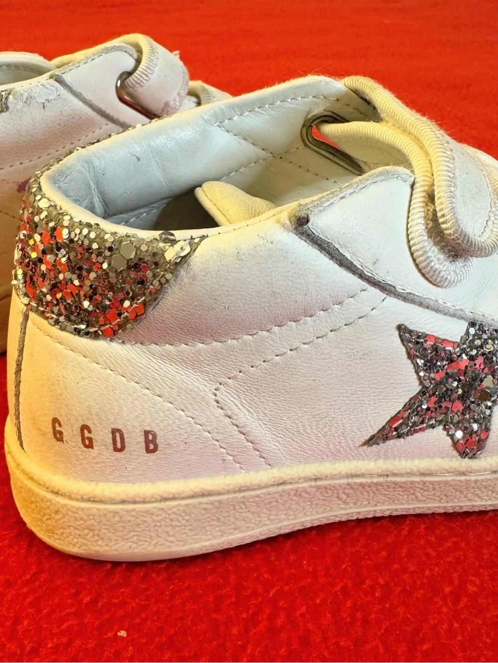 Golden Goose Girls June Sneakers Glitter Star Nappa Leather Size 25 Baby/Toddler